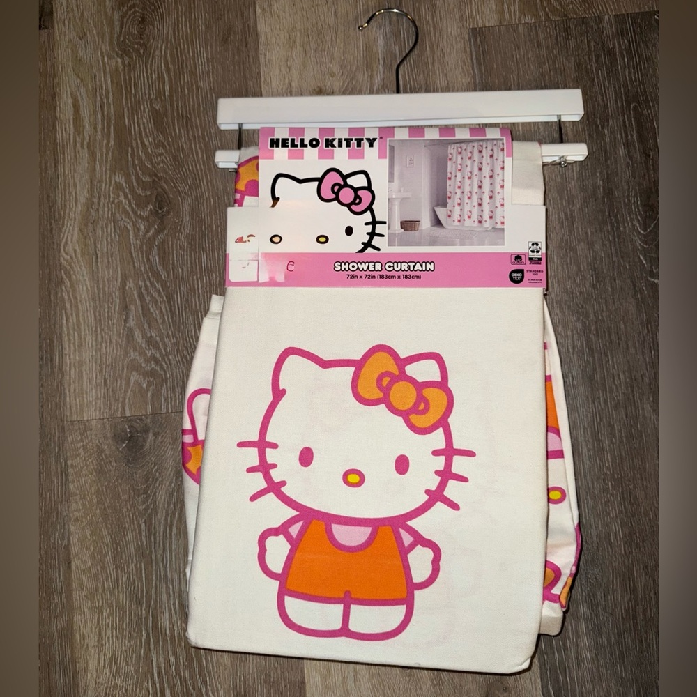 Hello Kitty Pink and White Shower Curtain